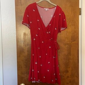 Little red wrap summer dress